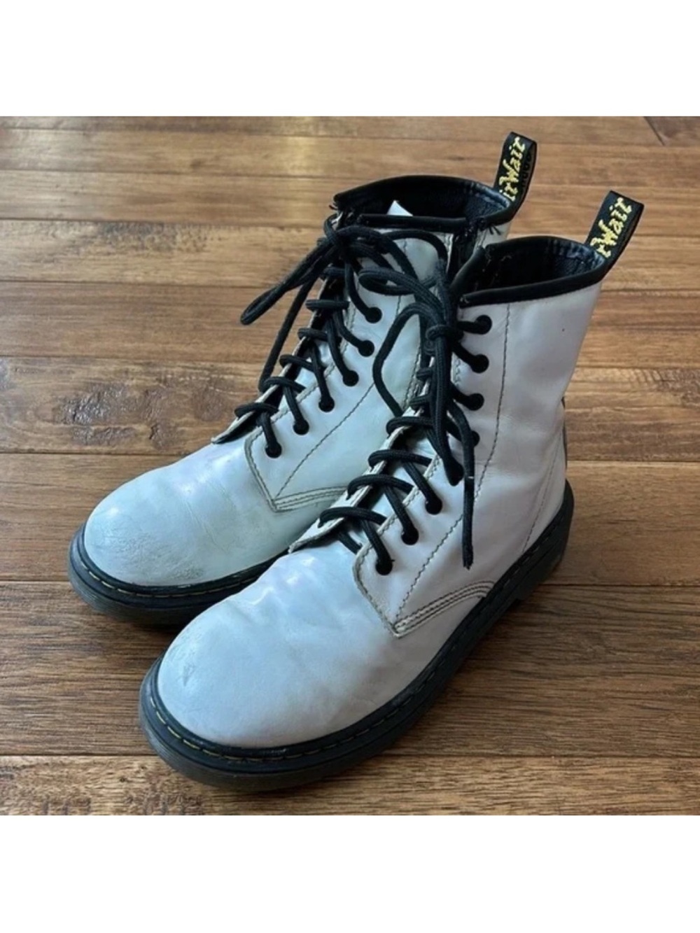 Dr. Martens Docs 1460 8 Eye Lace Up Boots White Leather Inside Zip Womens Size 6 - Picture 7 of 11